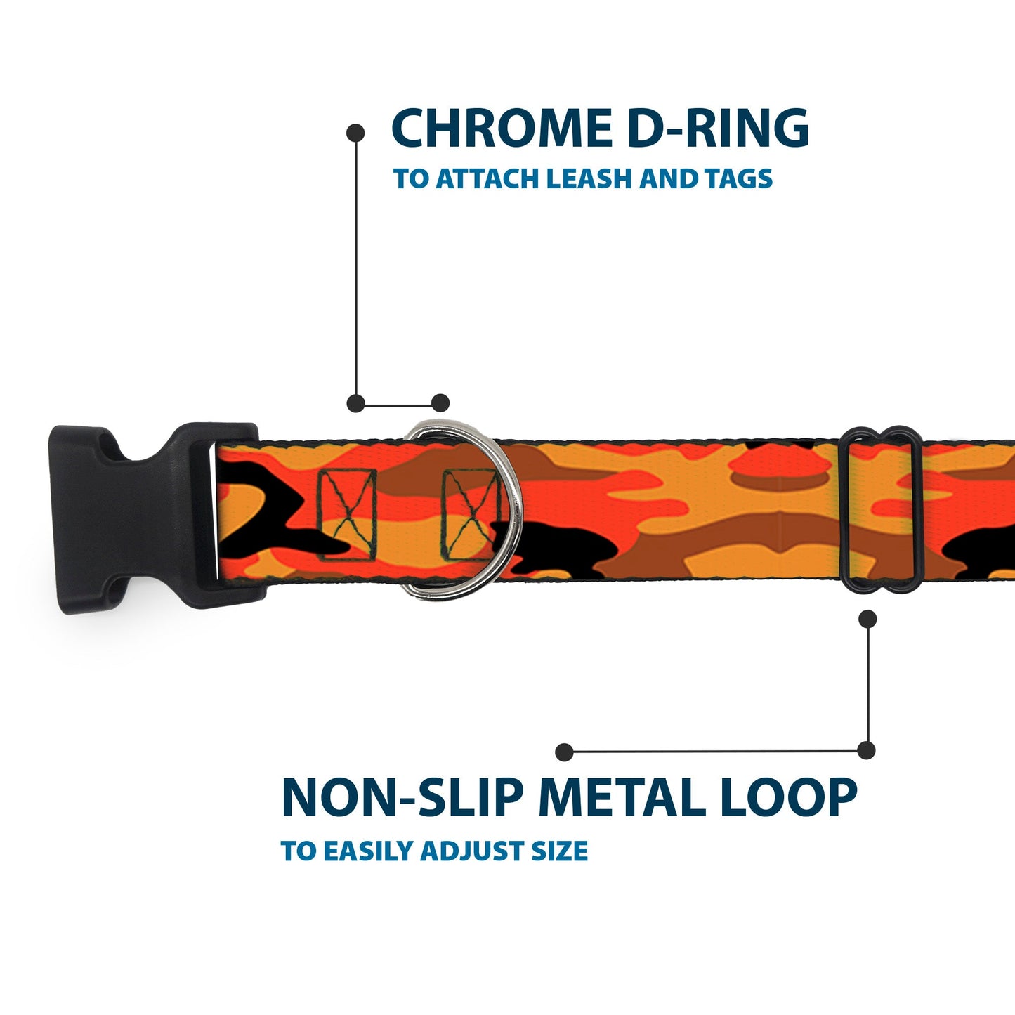 Plastic Clip Collar - Camo Oranges/Black