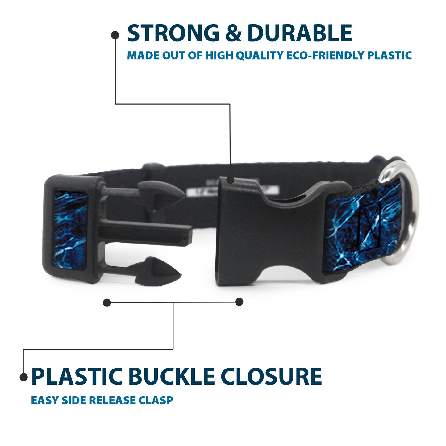 Plastic Clip Collar - Mossy Oak Elements Marlin Agua Camo Blue