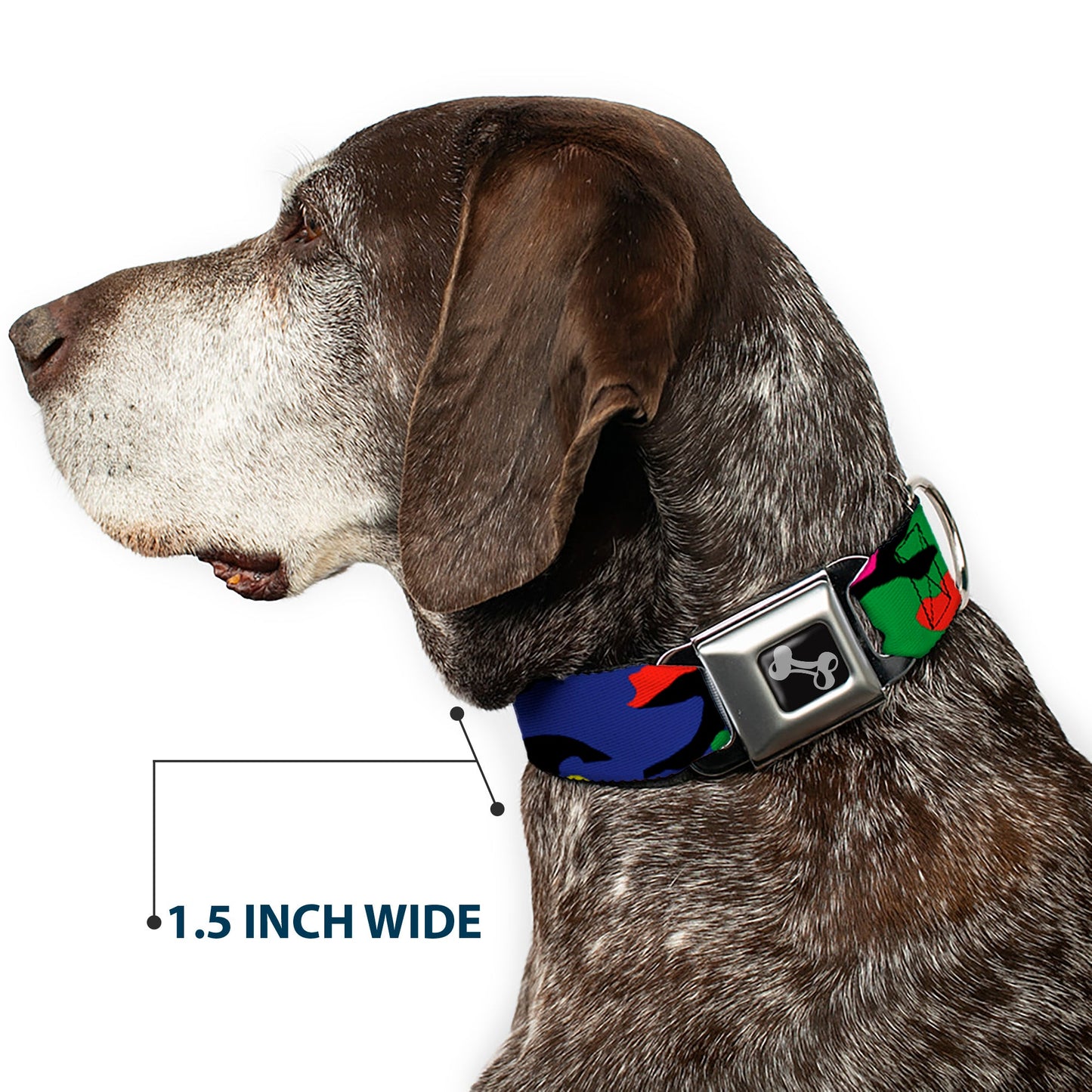 Dog Bone Seatbelt Buckle Collar - Camo Multi Neon
