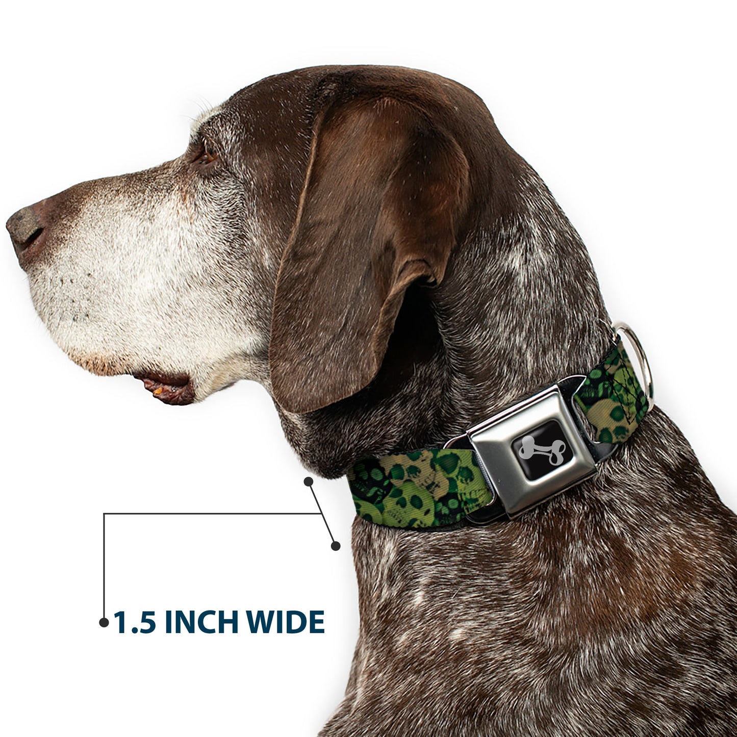 Dog Bone Seatbelt Buckle Collar - Camo Olive/Black Skull Yard2
