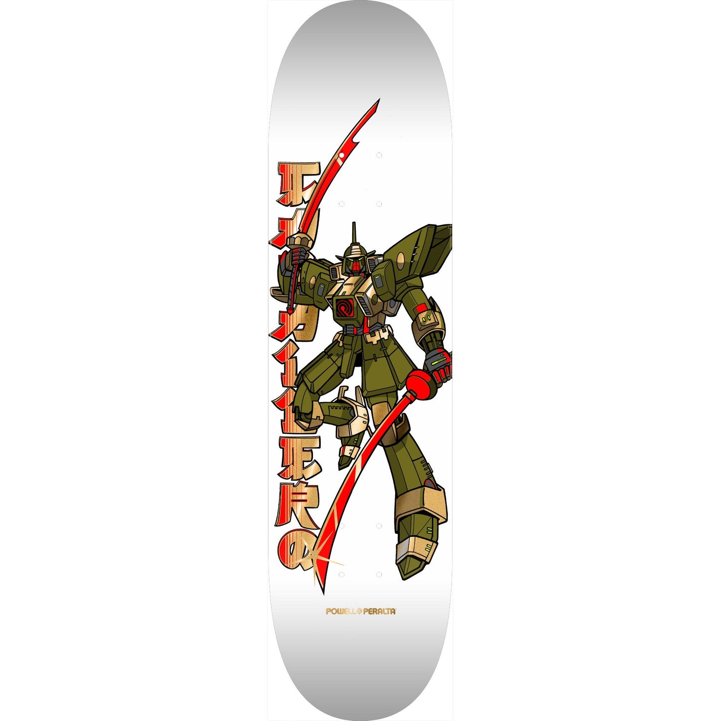 Powell Peralta Steve Caballero Gundam Flight Skateboard Deck - 8.25″ White/Gold Foil