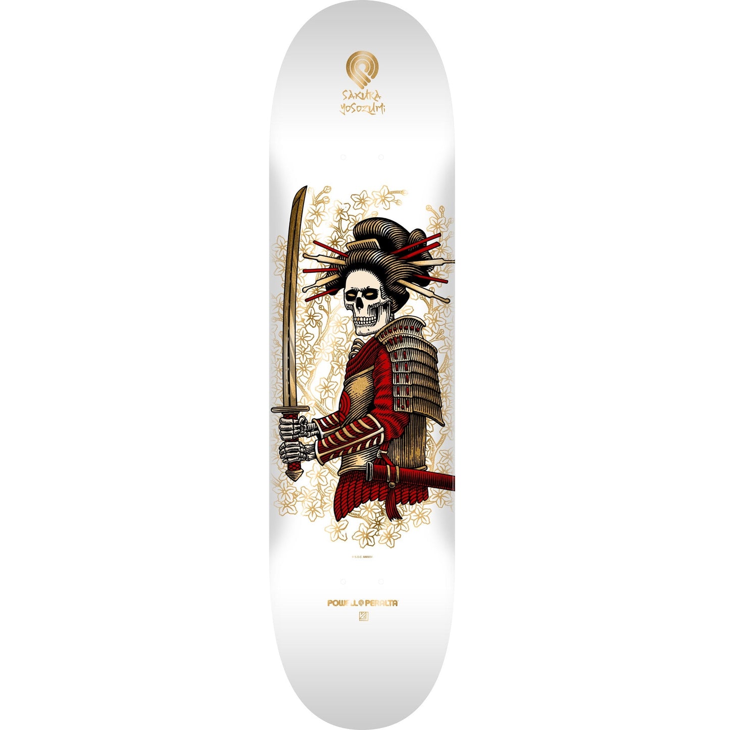 Powell Peralta Yosozumi Onna-Bugeisha Skateboard Deck - 8.25″ White/Gold Foil