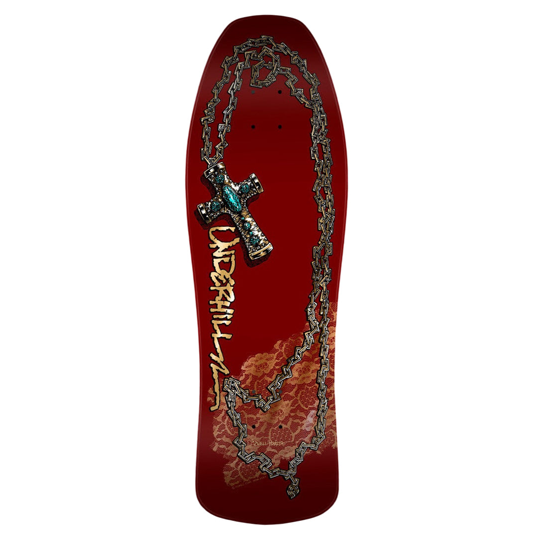 Powell Peralta OG Ray Underhill Chain & Cross Skateboard Deck - 10.0" Burgundy/Gold Foil