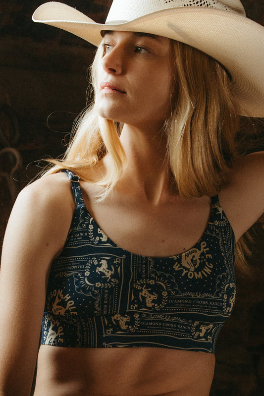 The Wrangle 'Em | Blue Bandana Shinesty x Diamond Cross Ranch Boob Hammock™ Scoop Bralette