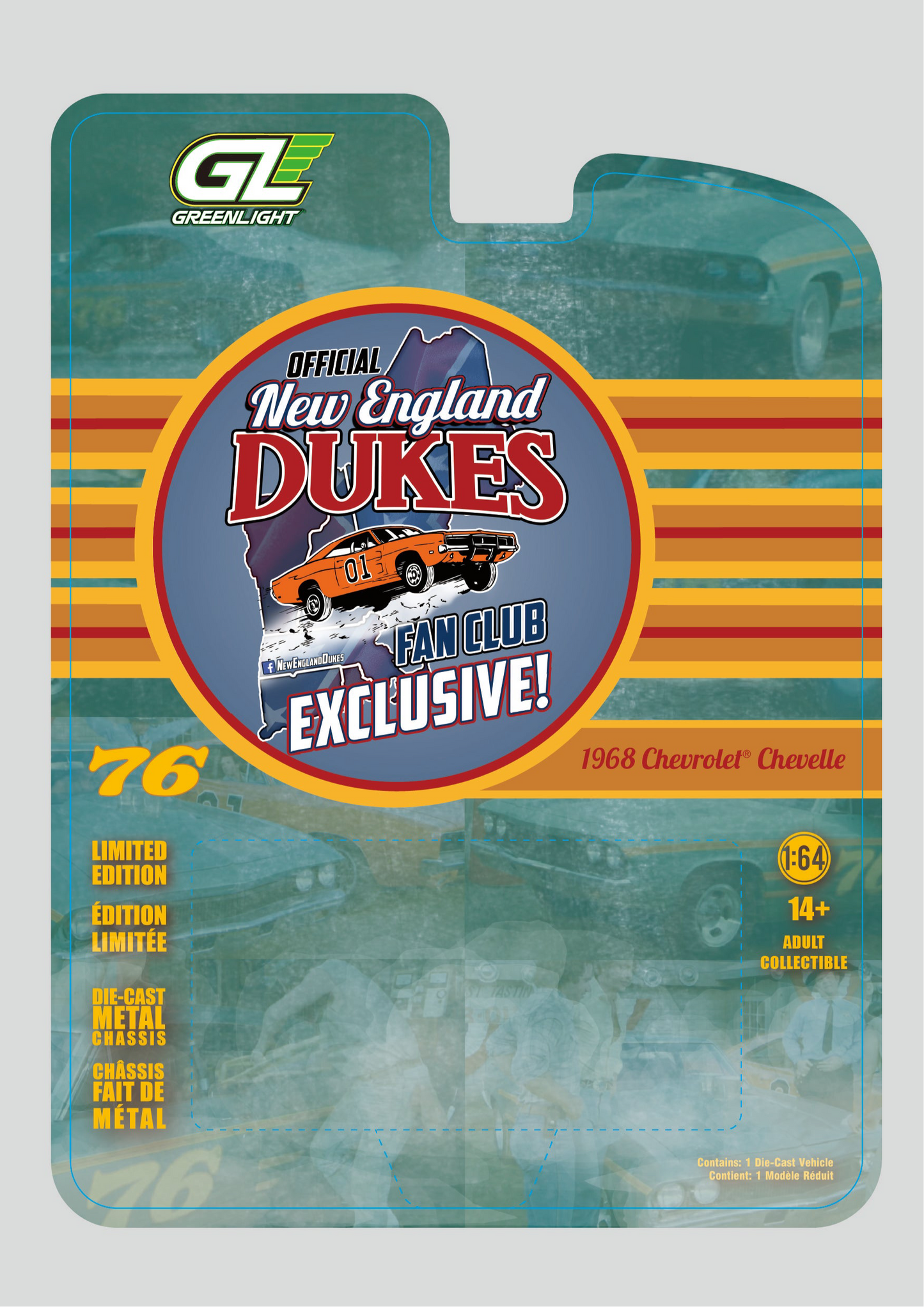 Dukes of Hazzard 1968 Chevy Chevelle #76 Race Car 1:64 Diecast – Rare TV Show Car - New England Dukes Exclusive
