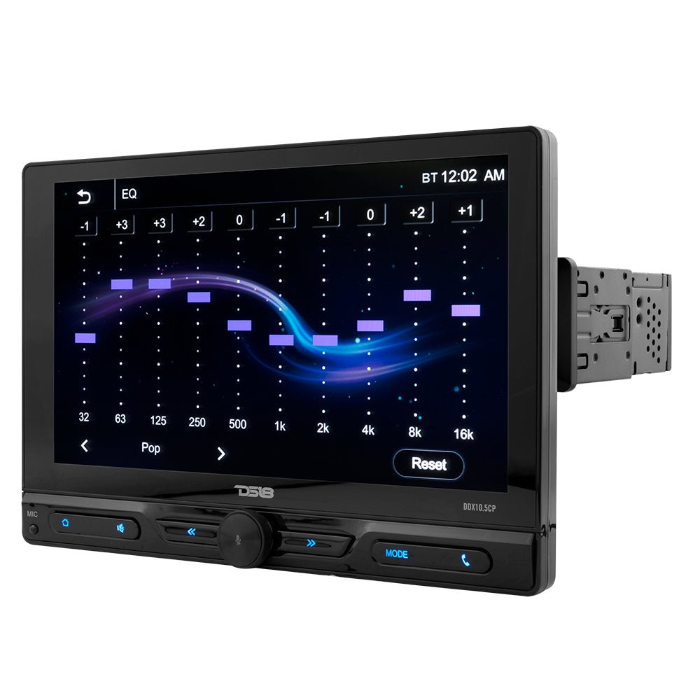 10.5" Floating Adjustable Modular Touchscreen Mechless Single-DIN Head Unit with Bluetooth, Apple Car Play, Android Mirror Link, USB, AUX, SD, AM, FM