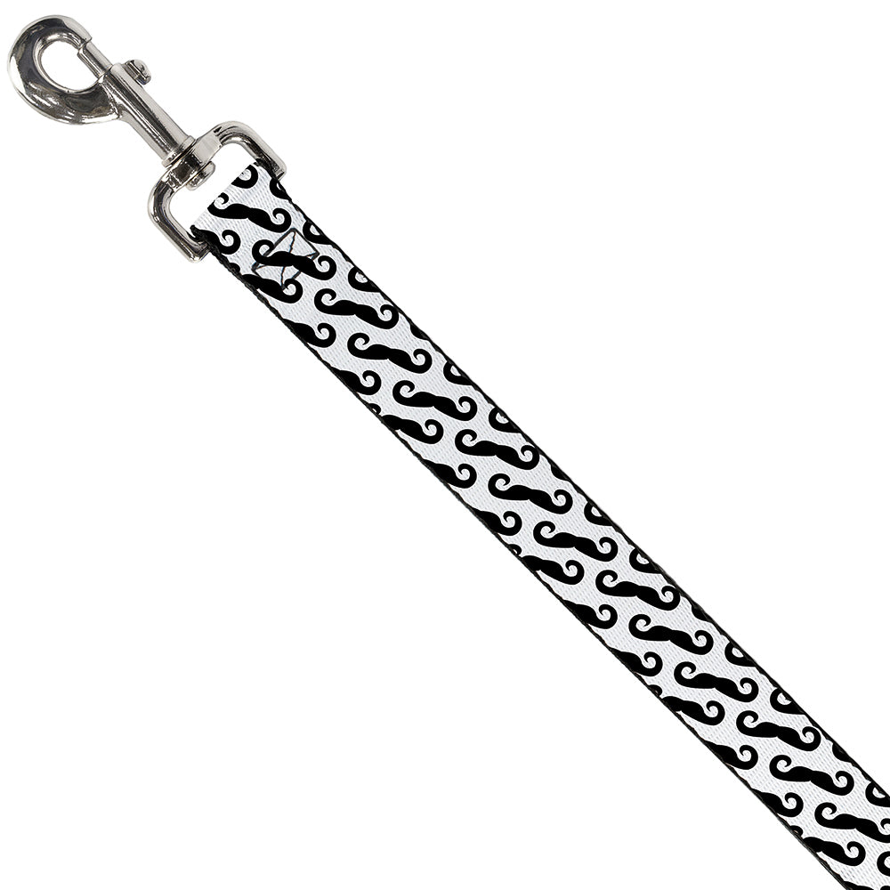 Dog Leash - Diagonal Handlebar Mustaches White/Black