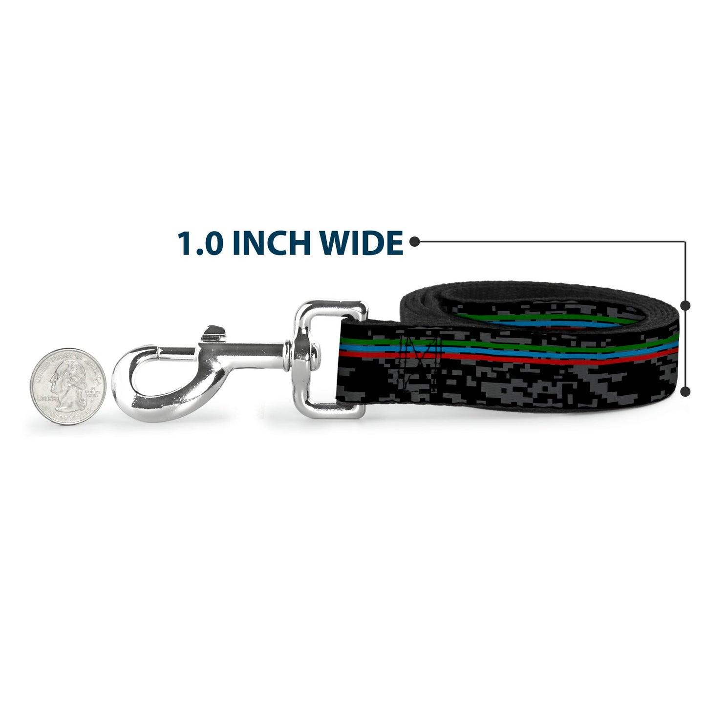 Dog Leash - Racing Stripes/Digital Camo Black/Gray/Green/Blue/Red