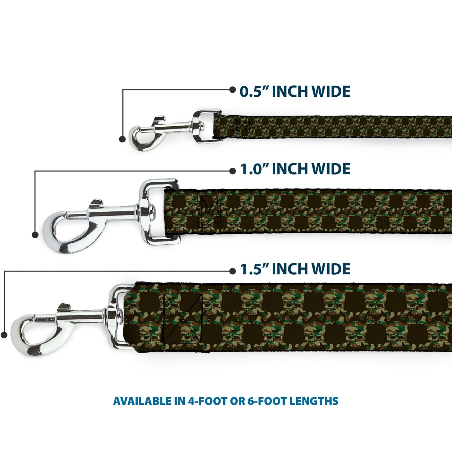 Dog Leash - Top Skulls Black/Camo Olive