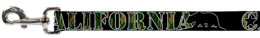 Dog Leash - CALIFORNIA/Bear Silhouette Black/Camo Olive