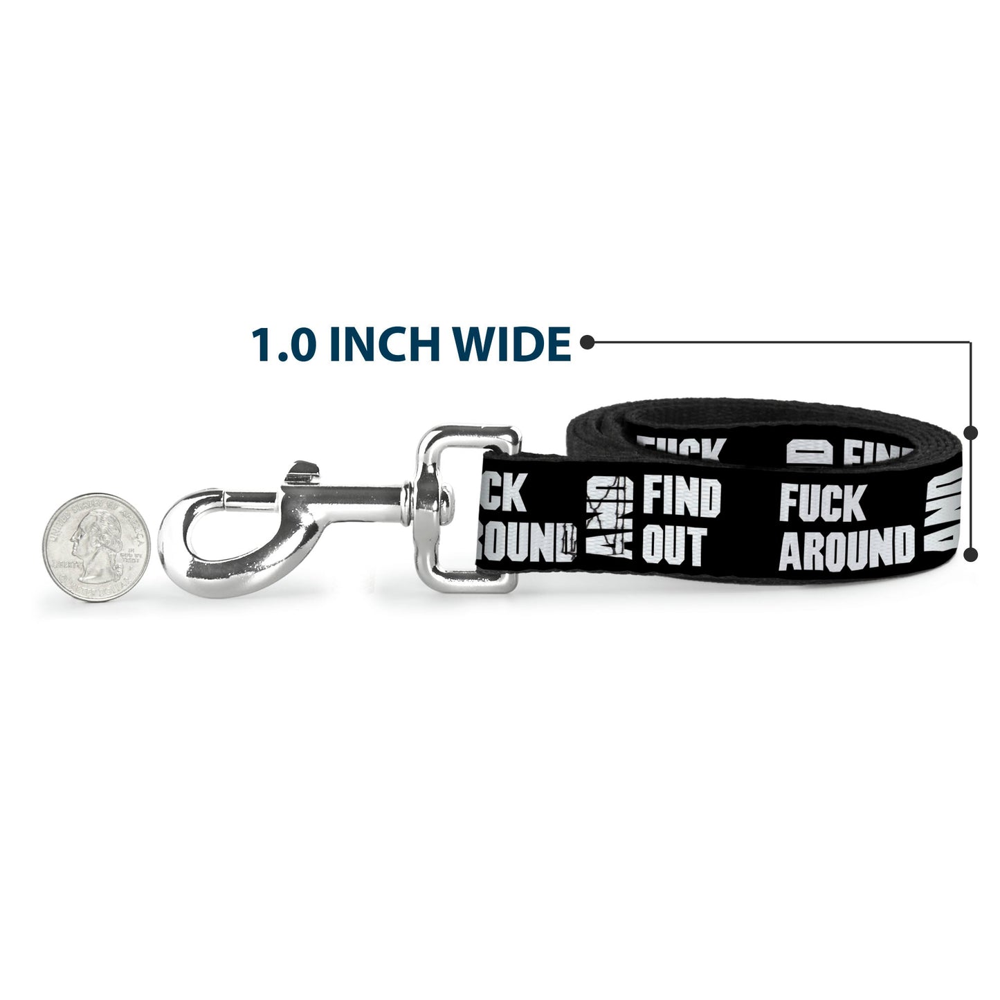 Dog Leash - FAFO FUCK AROUND AND FIND OUT Bold Black/White