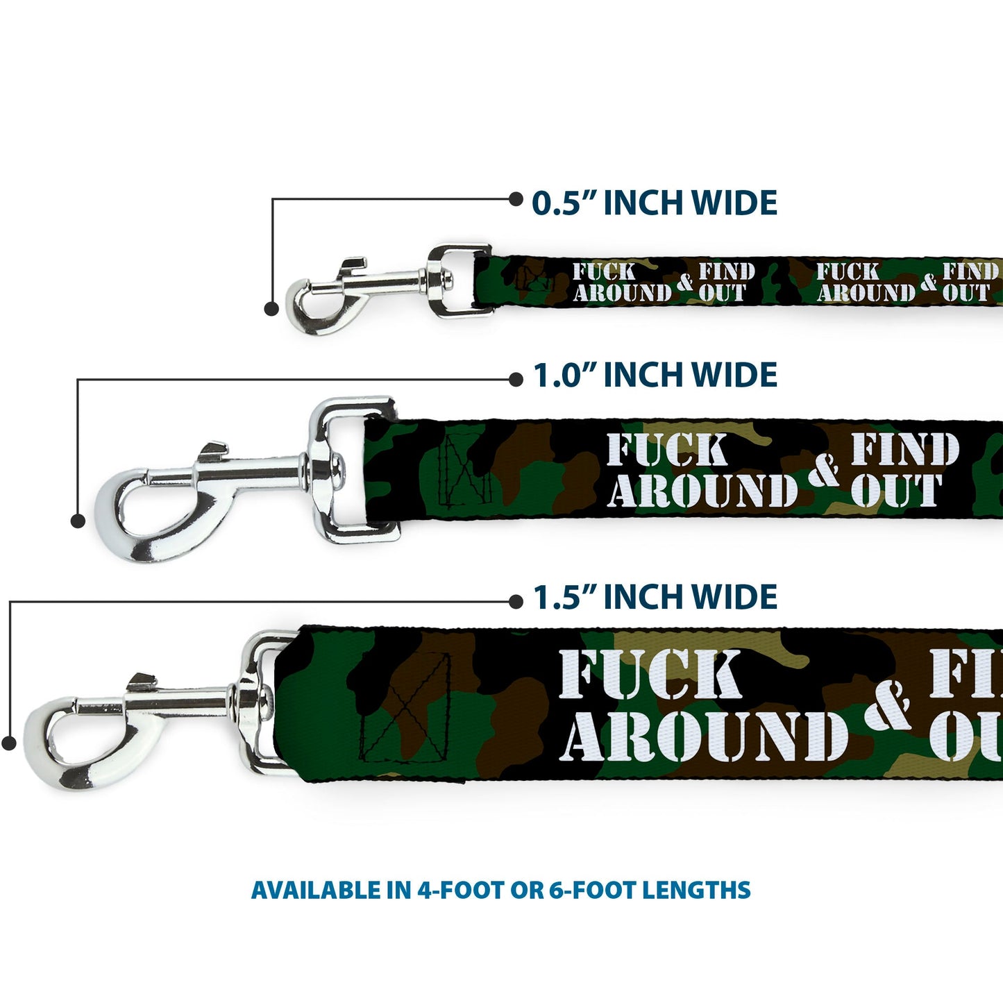 Dog Leash - FAFO FUCK AROUND & FIND OUT Stencil Camo/White