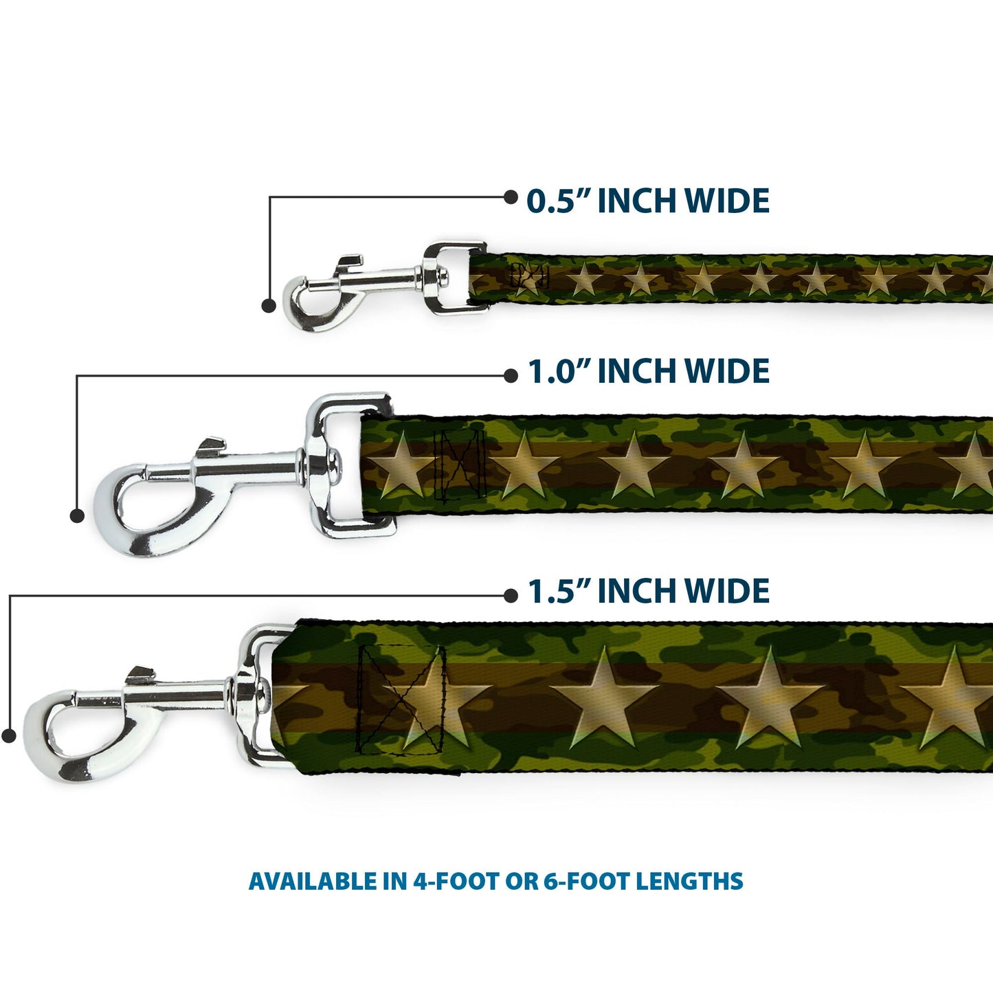 Dog Leash - Star Camo Olive/Gold
