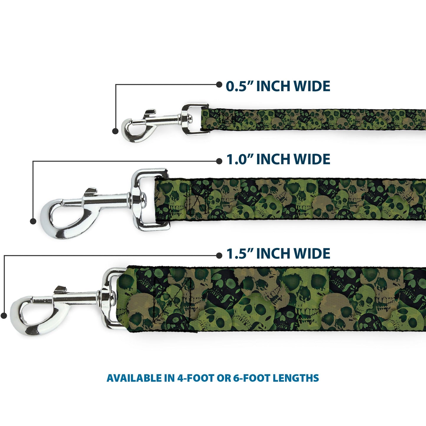 Dog Leash - Camo Olive/Black Skull Yard2