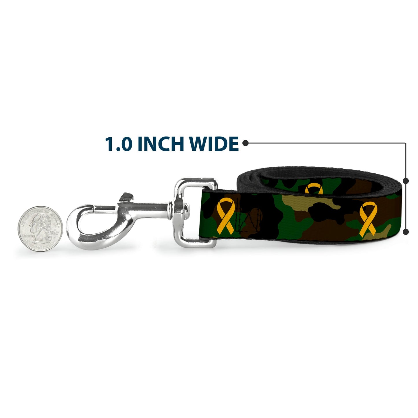 Dog Leash - Support Our Troops Camo Olive/Yellow Ribbon