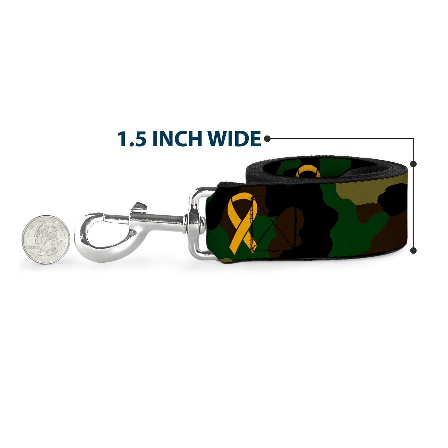 Dog Leash - Support Our Troops Camo Olive/Yellow Ribbon