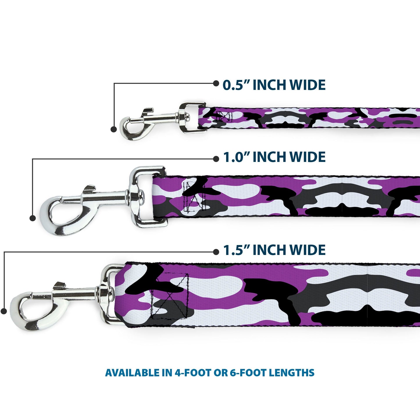 Dog Leash - Camo Purple/Black/Gray/White