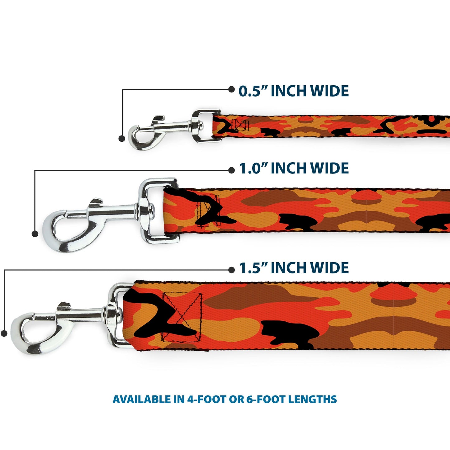 Dog Leash - Camo Oranges/Black