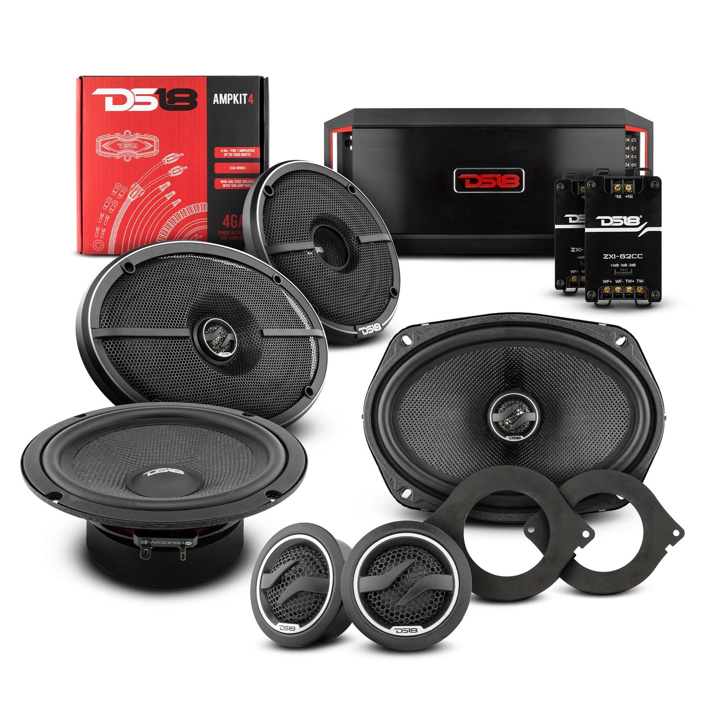 DS18 2012-2021 RAM 2500 Crew and Quad Cab Front and Back Doors Speakers Better Upgrade/Replacement Package 1600 Watts