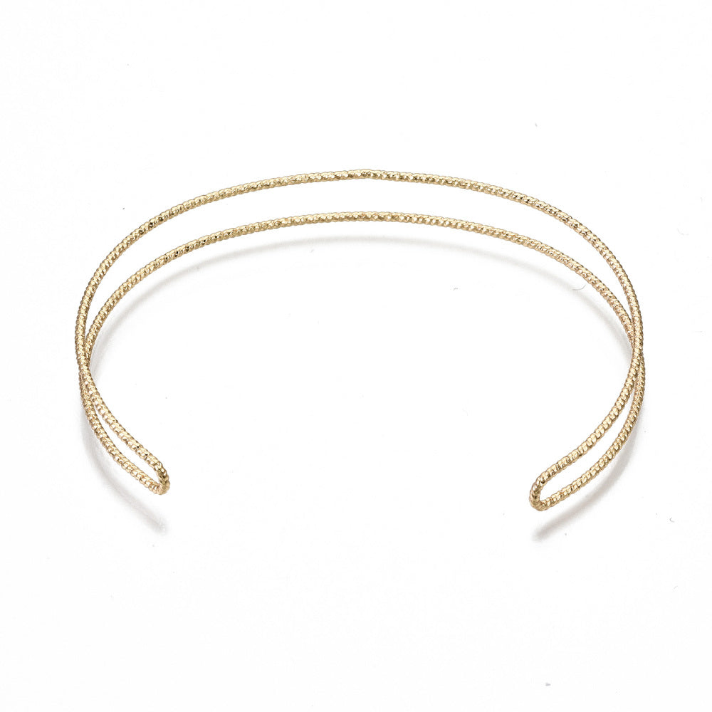 DOUBLE GOLD - Double Band Textured Cuff - Accent Bracelet