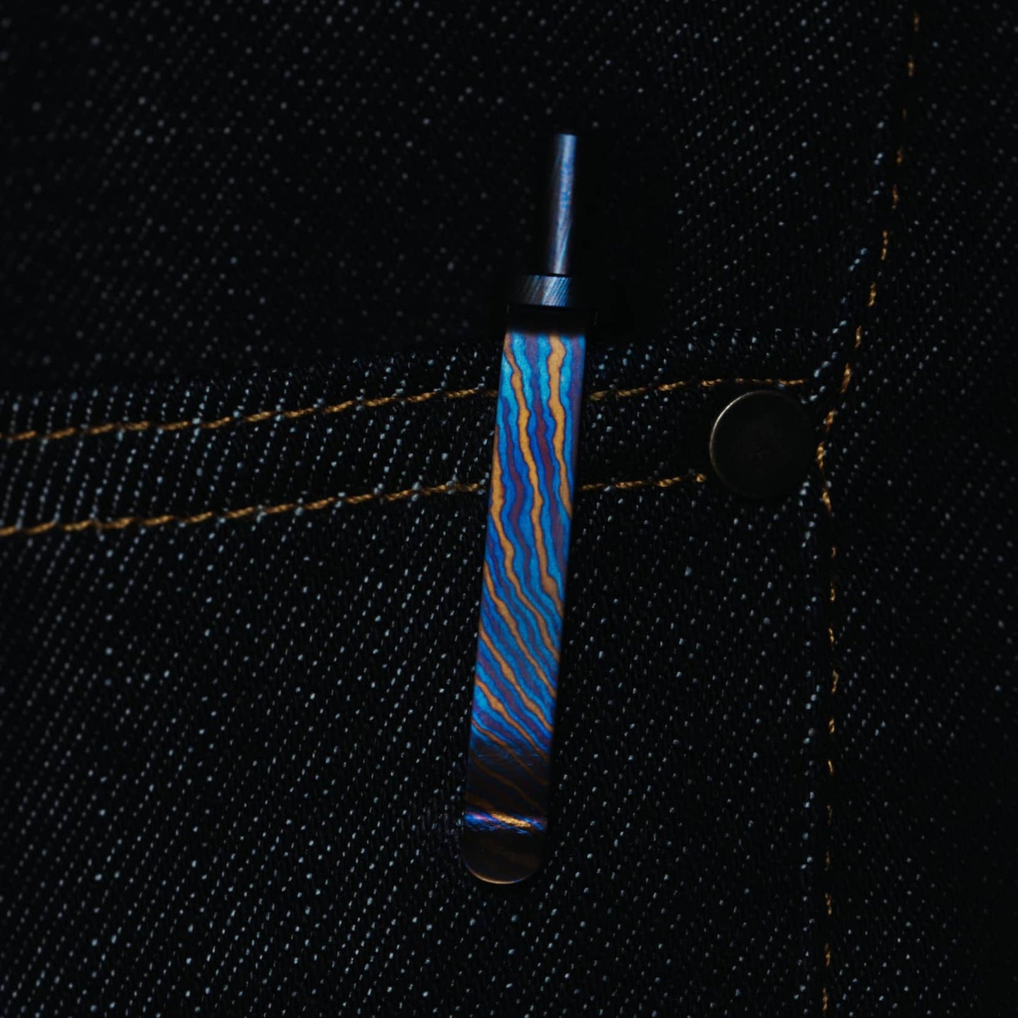 Mini Click - Full Titanium Damascus