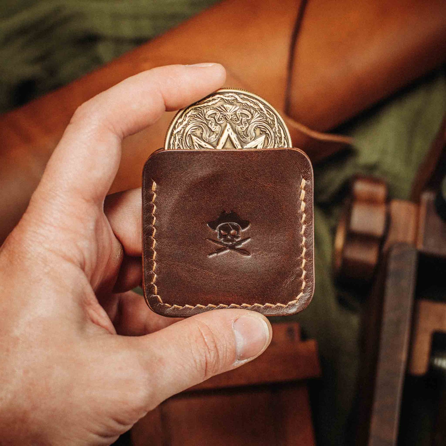 Pirate Goods Peso Pocket v3 Coin Holder – Leather Challenge Coin Case for EDC