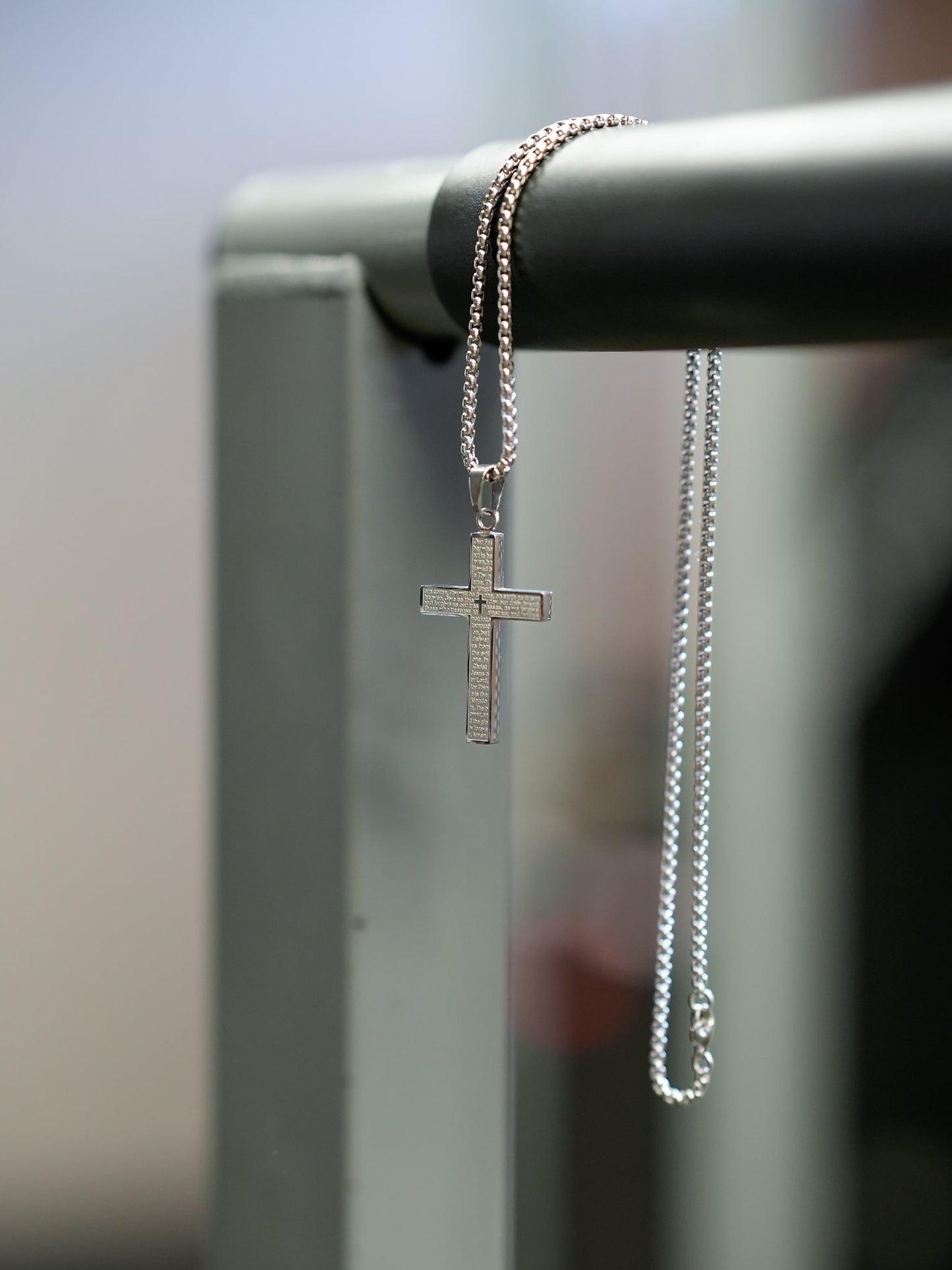 Lord's Prayer Cross Pendant Necklace