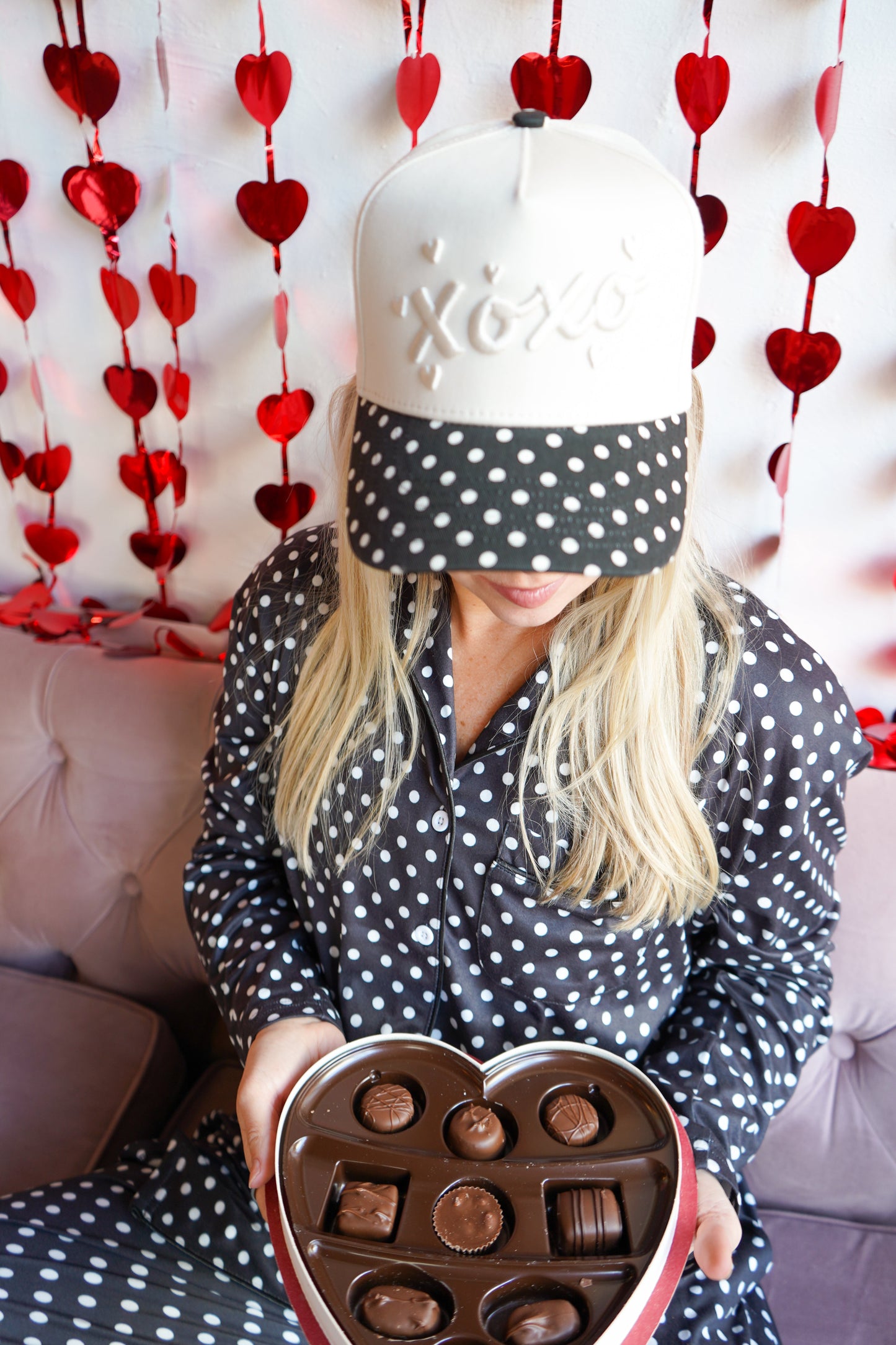 Xoxo - Black Polka Dot Vintage Trucker Hat