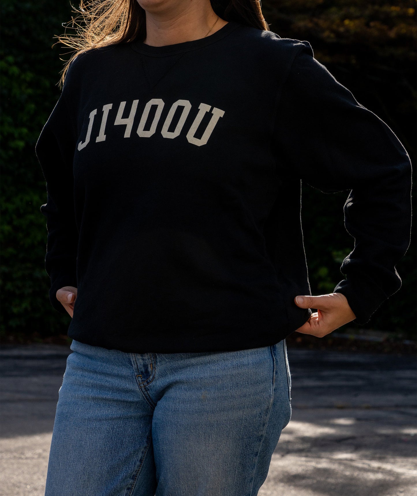 JI400U Flocked Crewneck • Jason Isbell x Oxford Pennant