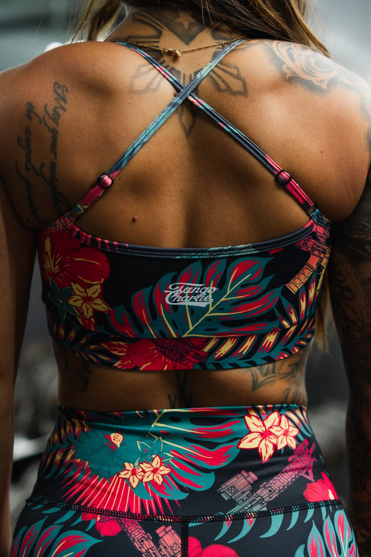 Cross Back Sports Bra | Tropical Assassin
