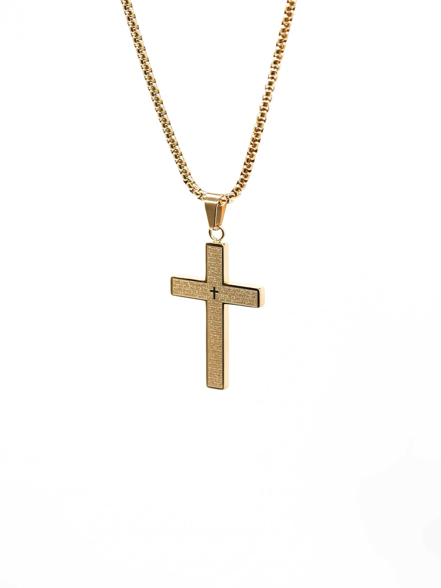 Lord's Prayer Cross Pendant Necklace