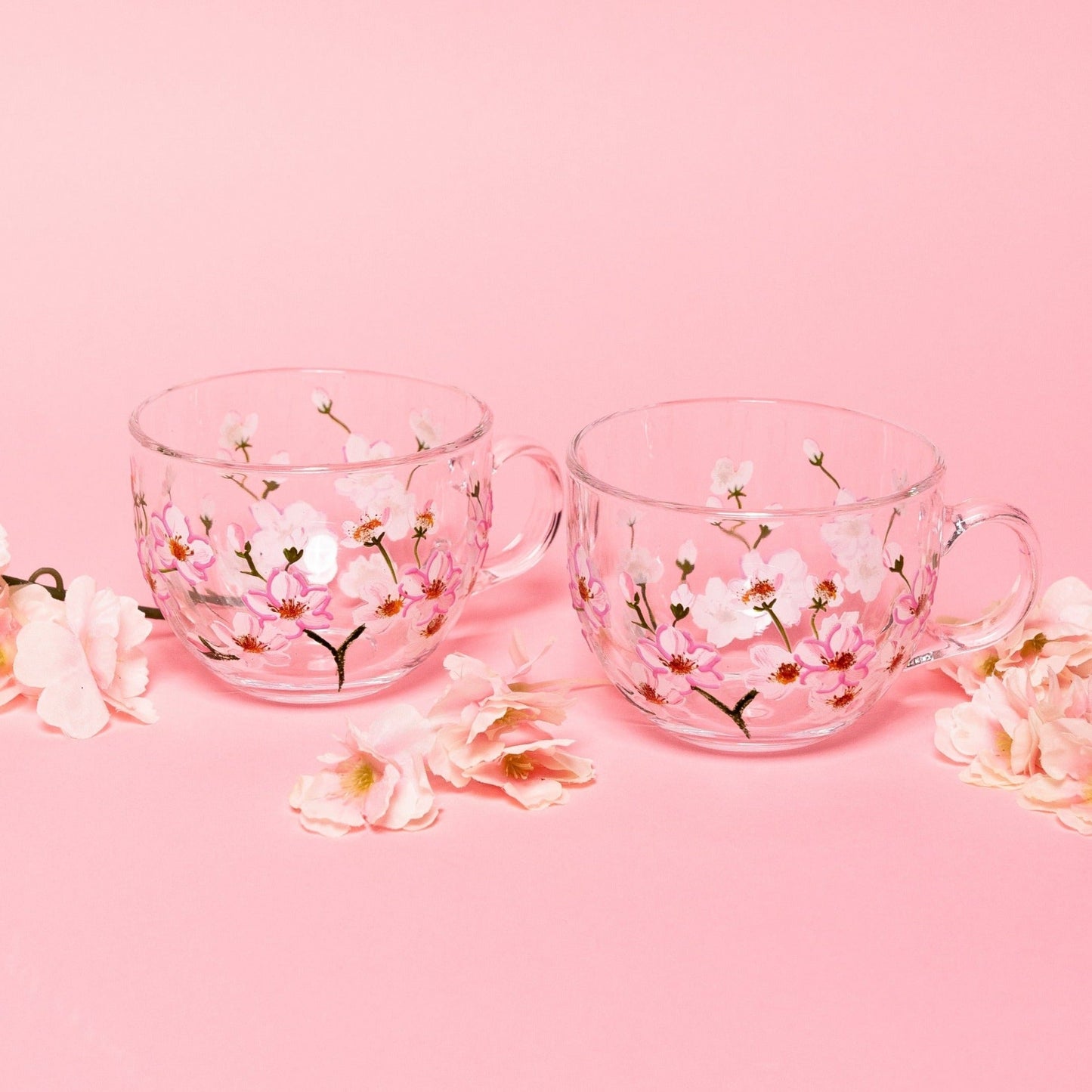 Painted Cherry Blossom Mugs