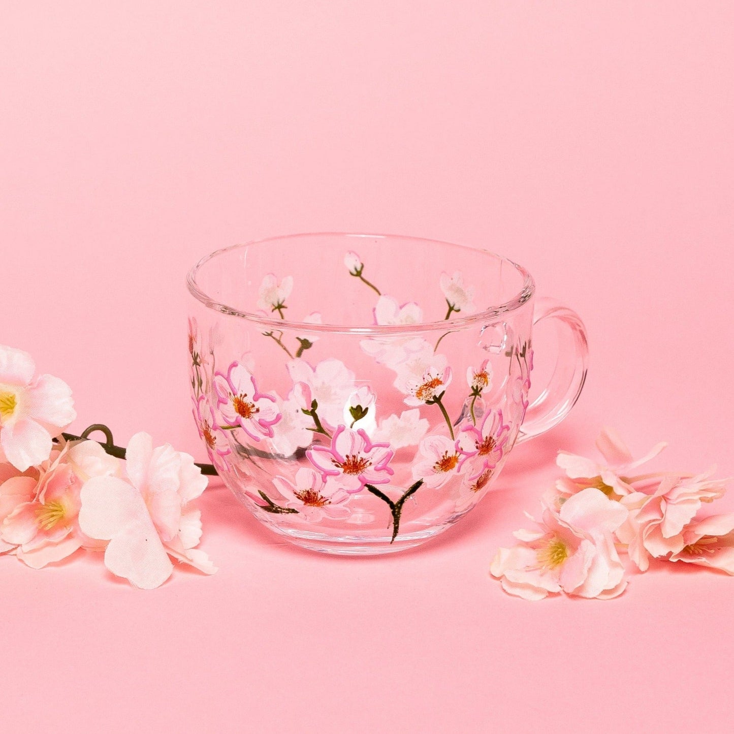 Painted Cherry Blossom Mugs
