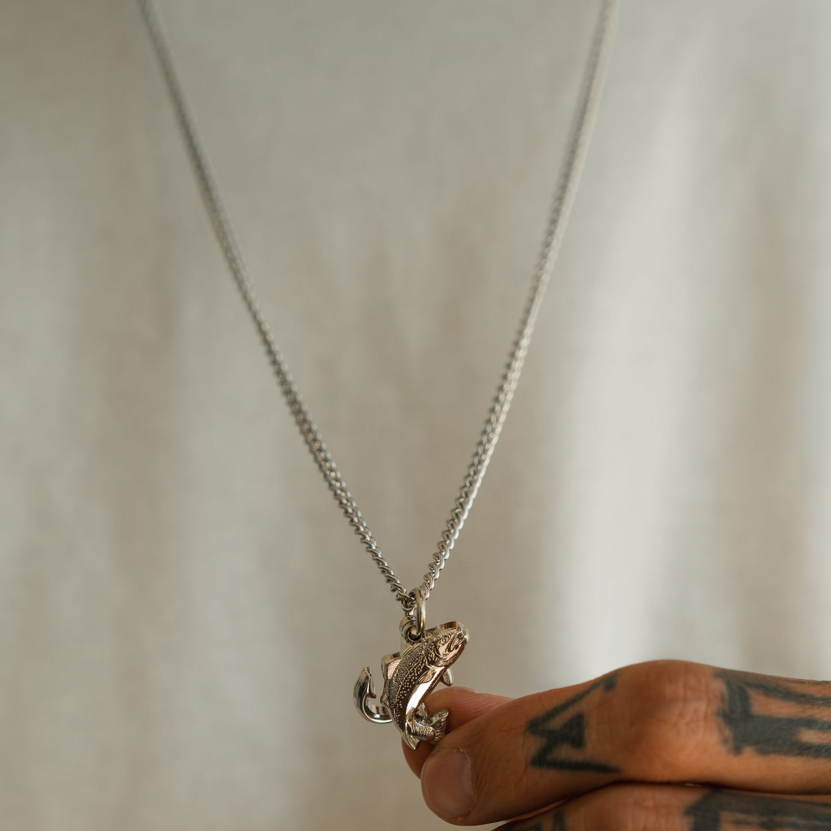 Fly Fishin' Trout Hunter - Stainless Steel Necklace
