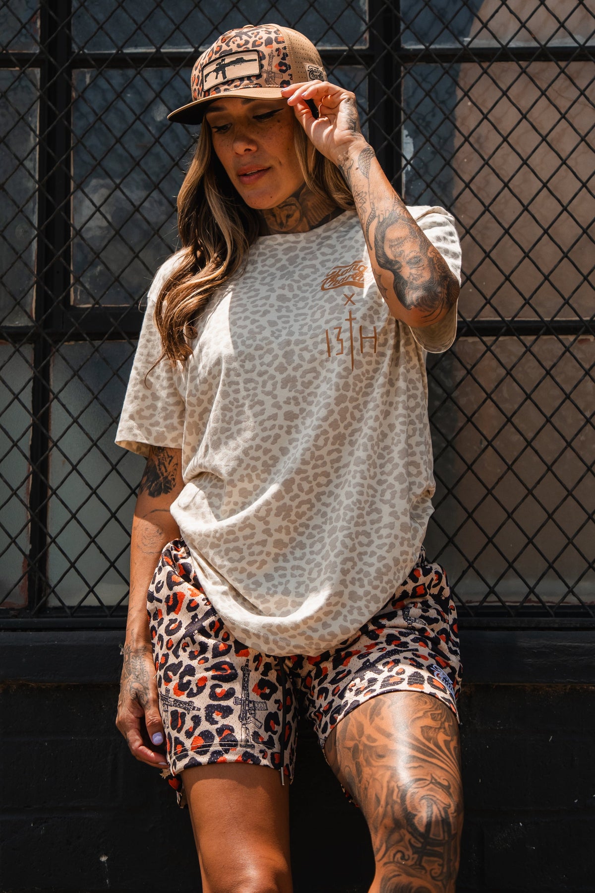 Lift Heavy. Pray Hard. Cream Leopard - Tee