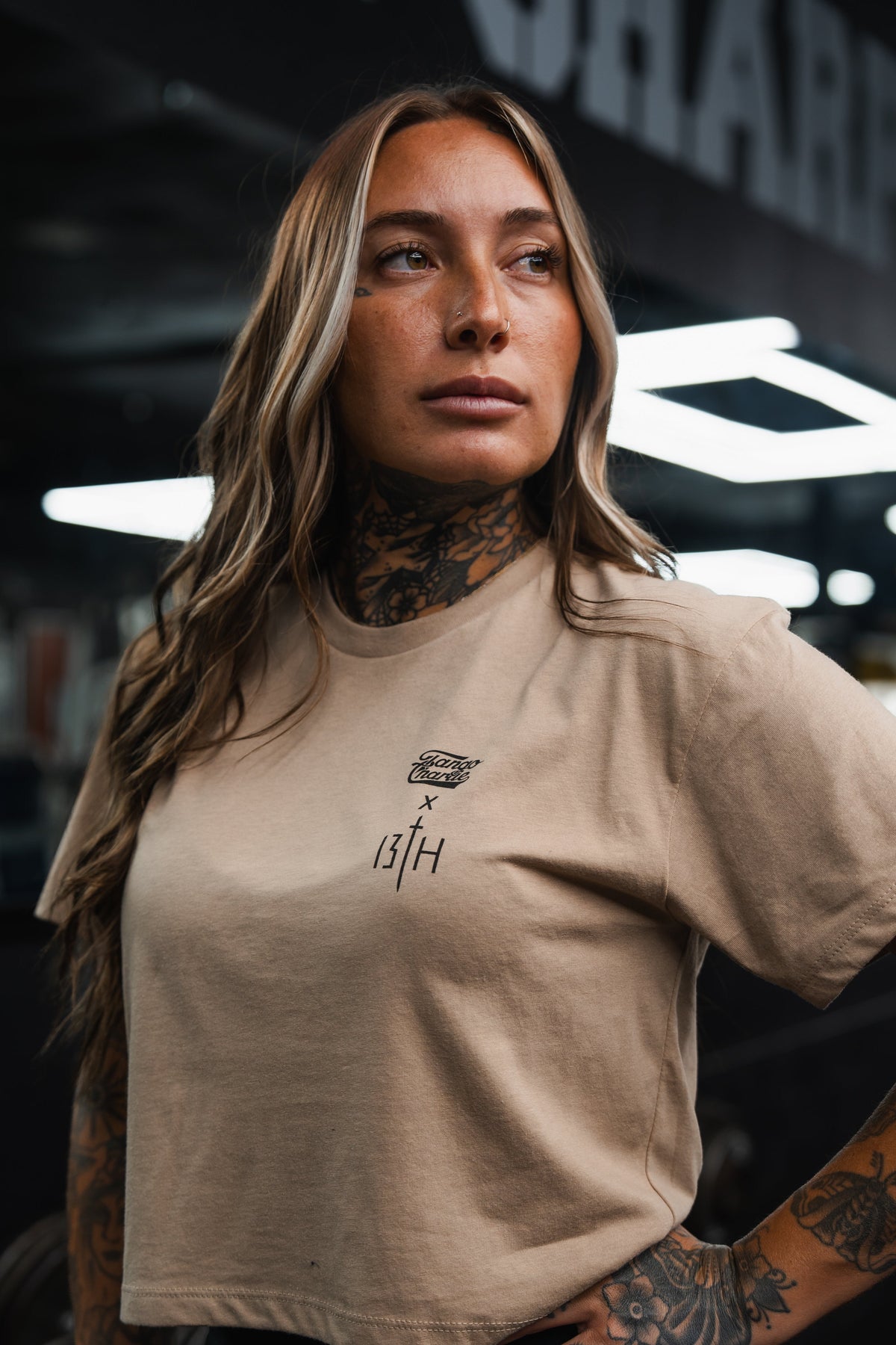 Lift Heavy. Pray Hard. - Sand Women's Crop Tee