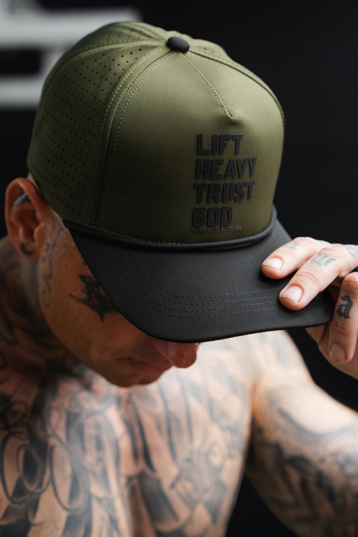Lift Heavy. Trust God. Hydro - OD Green Snapback Hat