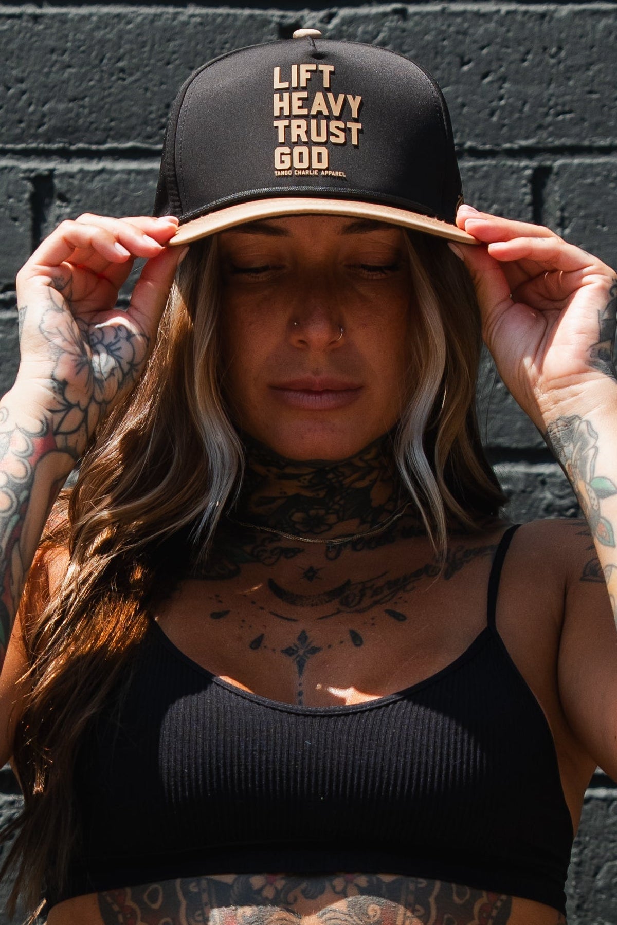 Lift Heavy. Trust God. Hydro - Black Snapback Hat