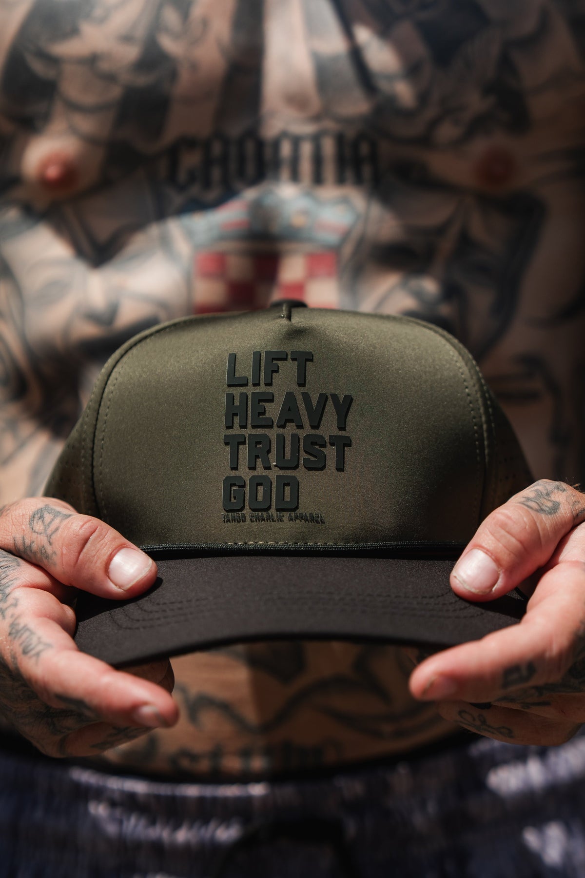 Lift Heavy. Trust God. Hydro - OD Green Snapback Hat