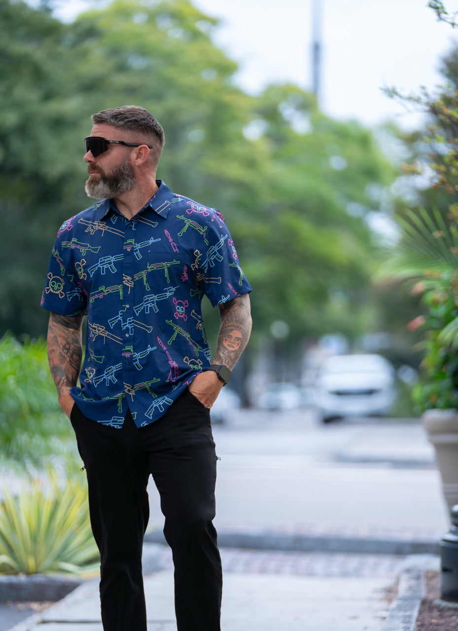 Neon Lights & Gun Fights Button-up