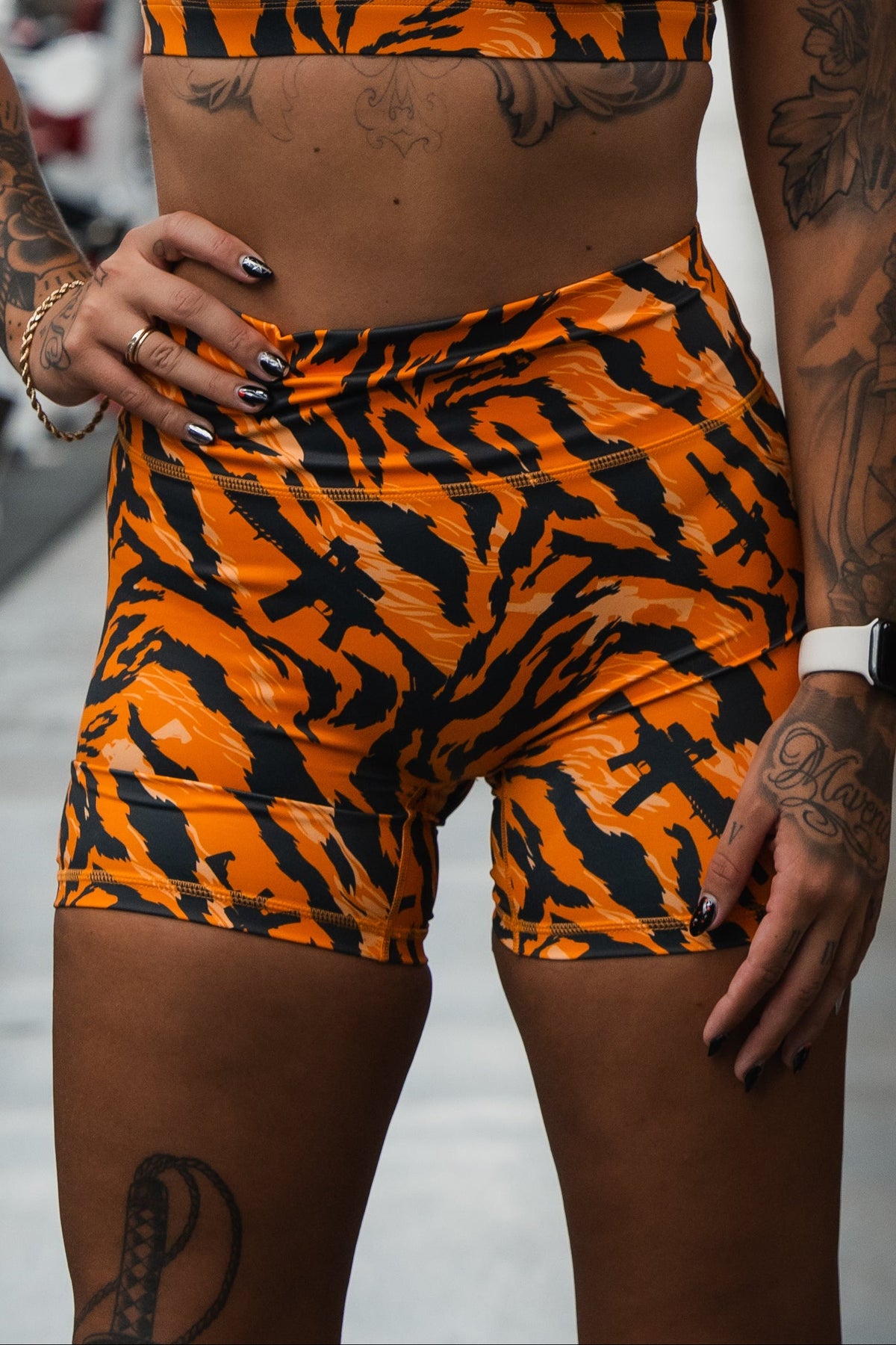 Women's High-Waisted Seamless Front Compression Training Shorts | Tiger Snipe