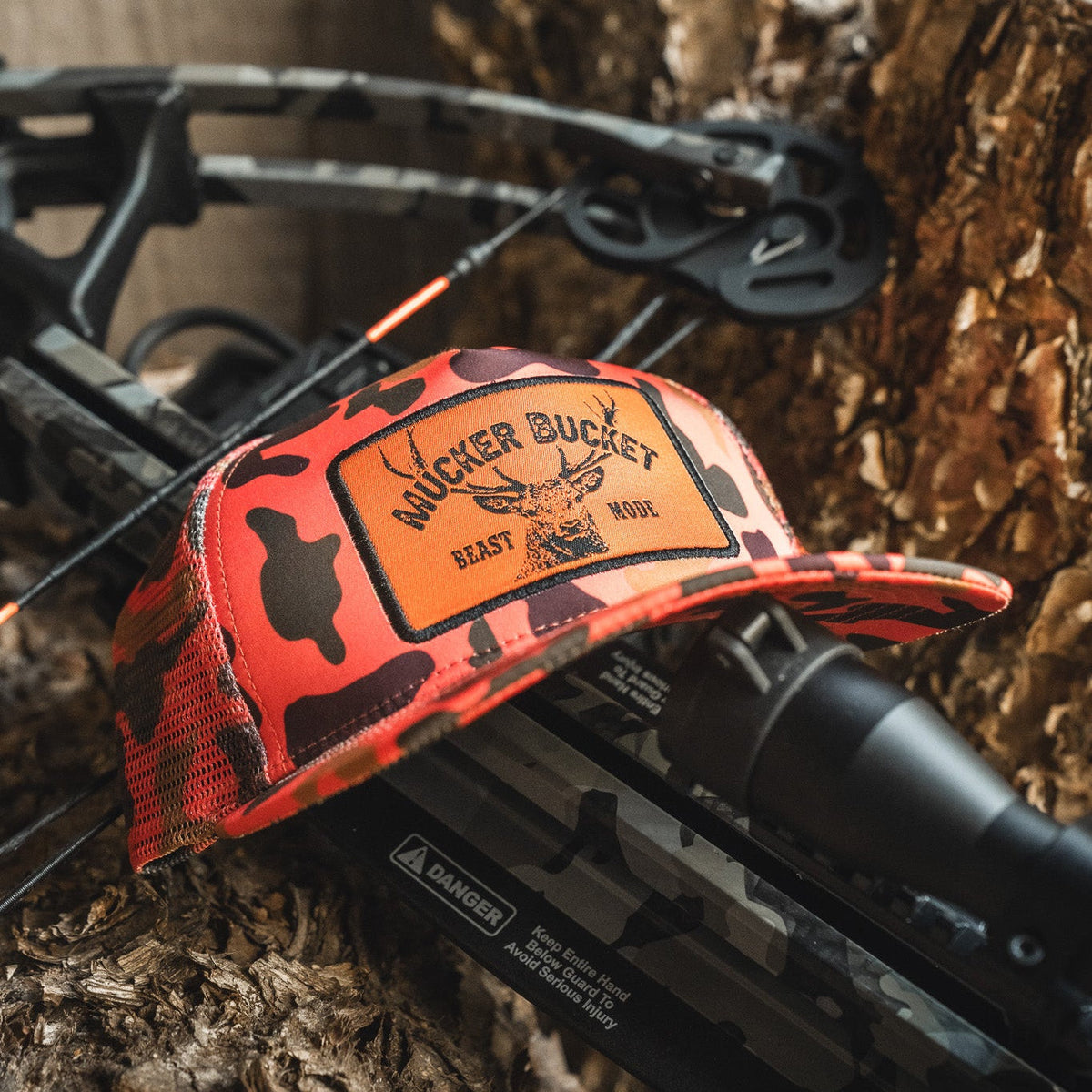 "Beast Mode" Orange Camo Trucker Bucket