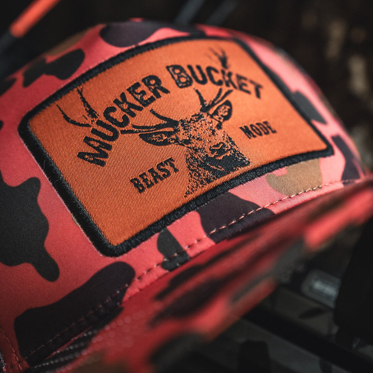 "Beast Mode" Orange Camo Trucker Bucket