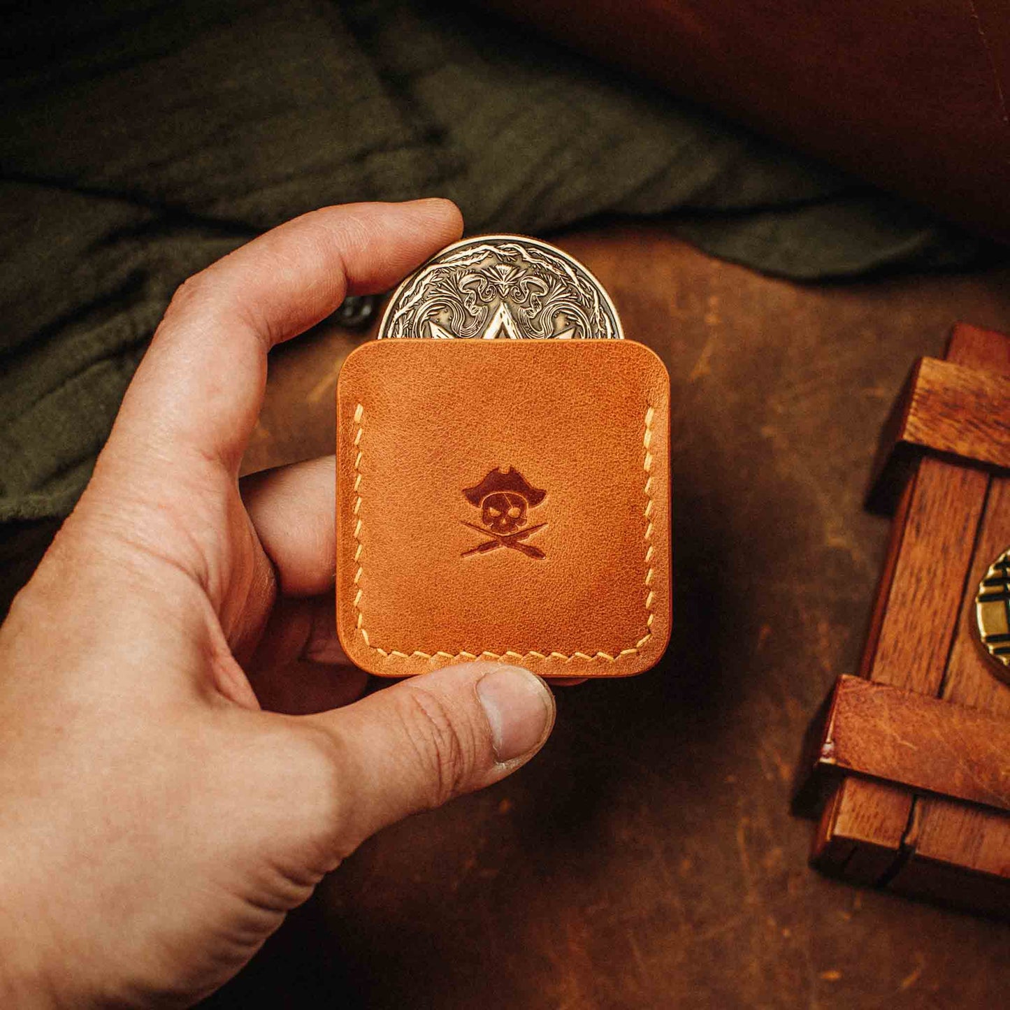 Pirate Goods Peso Pocket v3 Coin Holder – Leather Challenge Coin Case for EDC