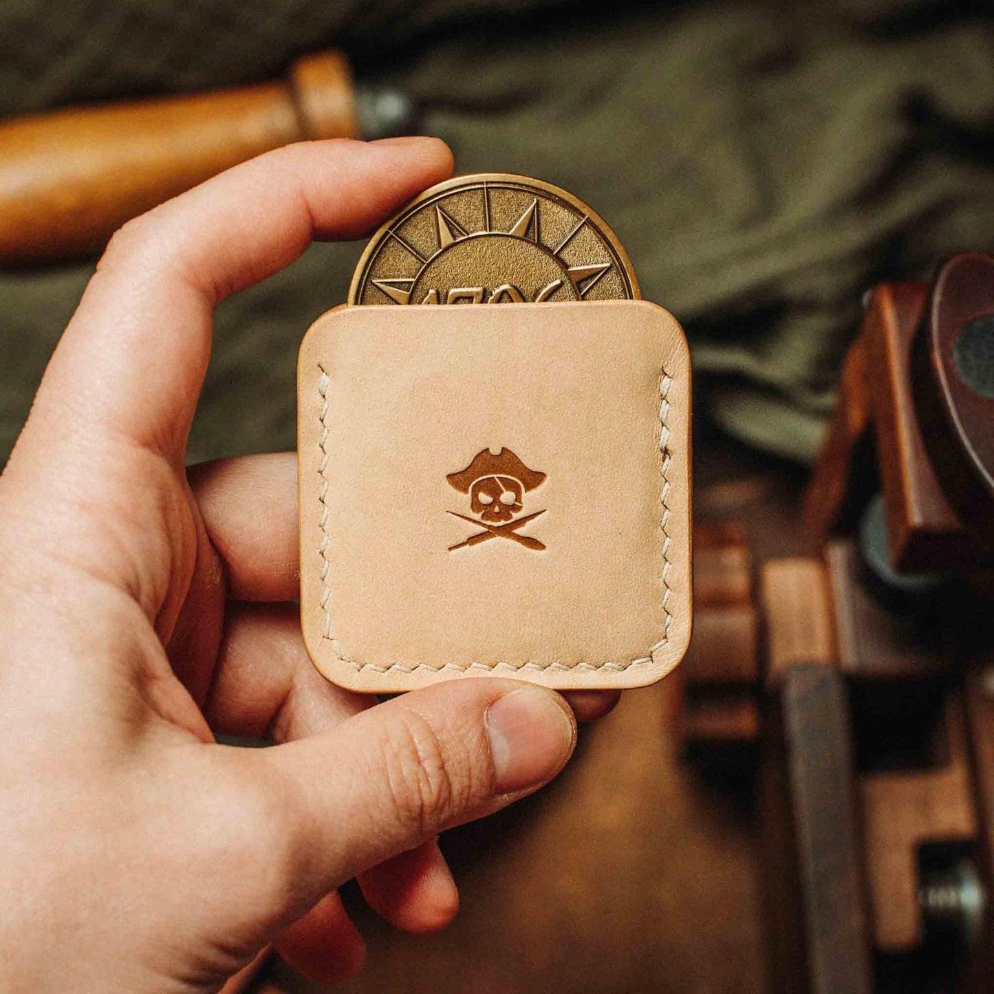 Pirate Goods Peso Pocket v3 Coin Holder – Leather Challenge Coin Case for EDC
