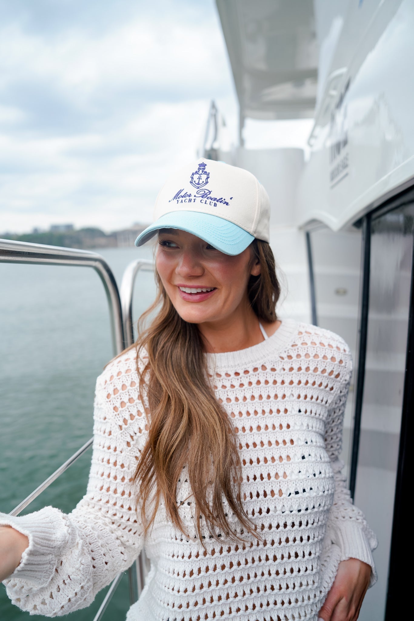 Motor Boatin' Yacht Club - Baby Blue Vintage Trucker Hat
