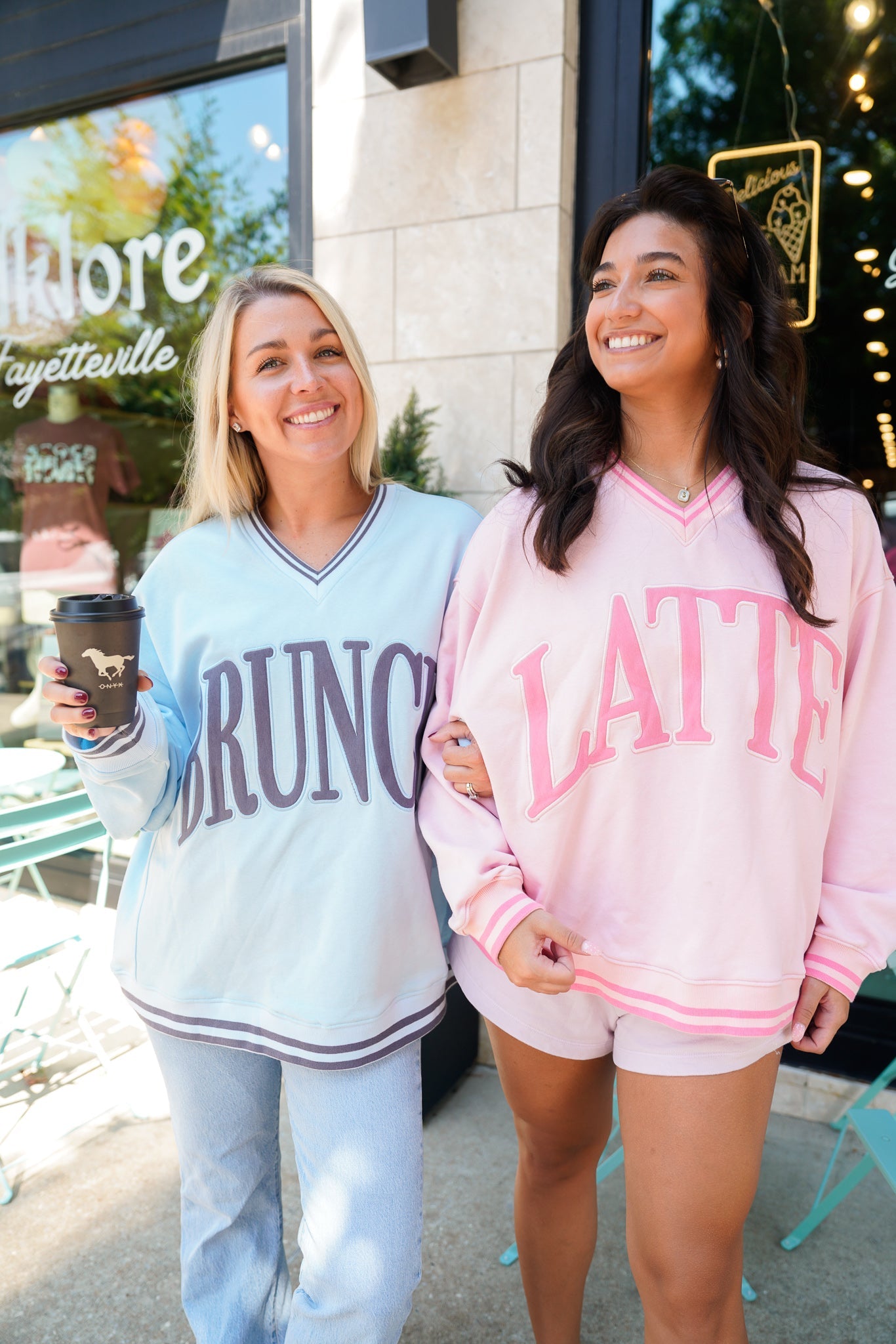 Brunch - Blue Vintage V-Neck Sweatshirt