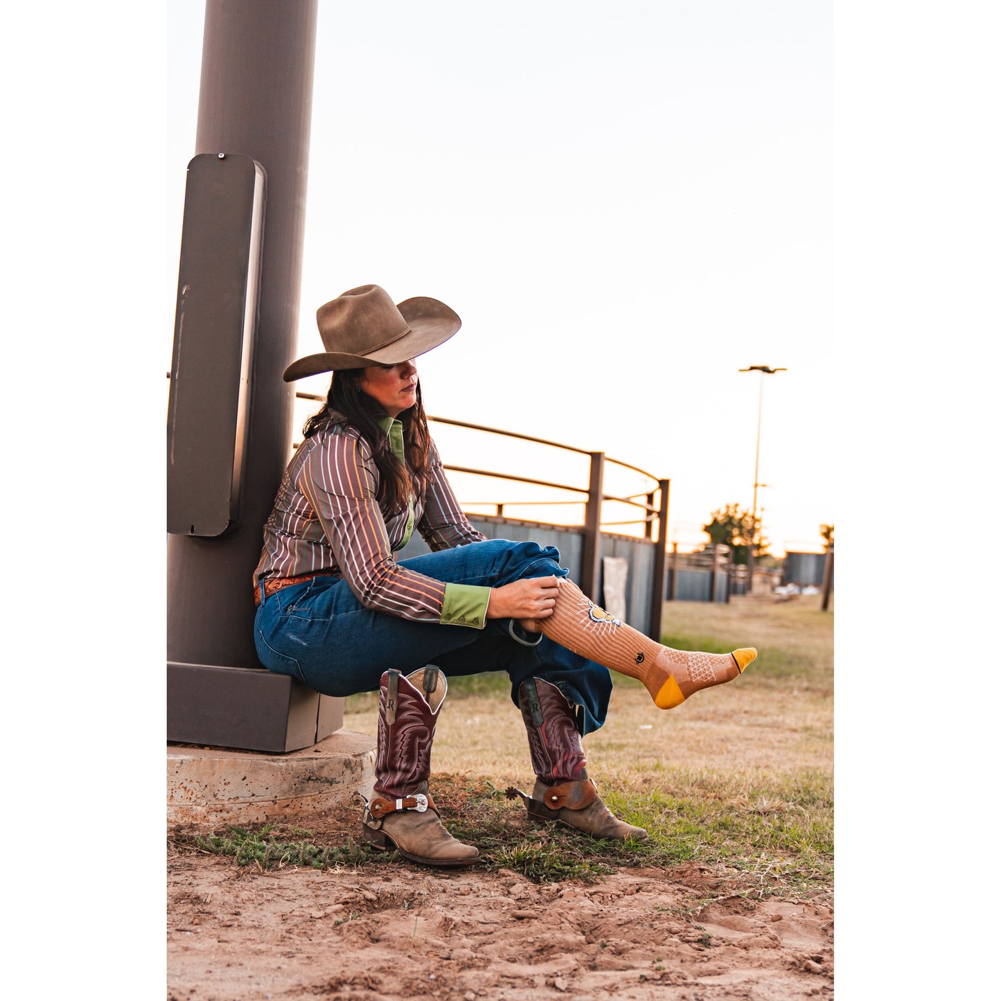 Lucky Bucking Cowgirl Tan Performance Boot Socks