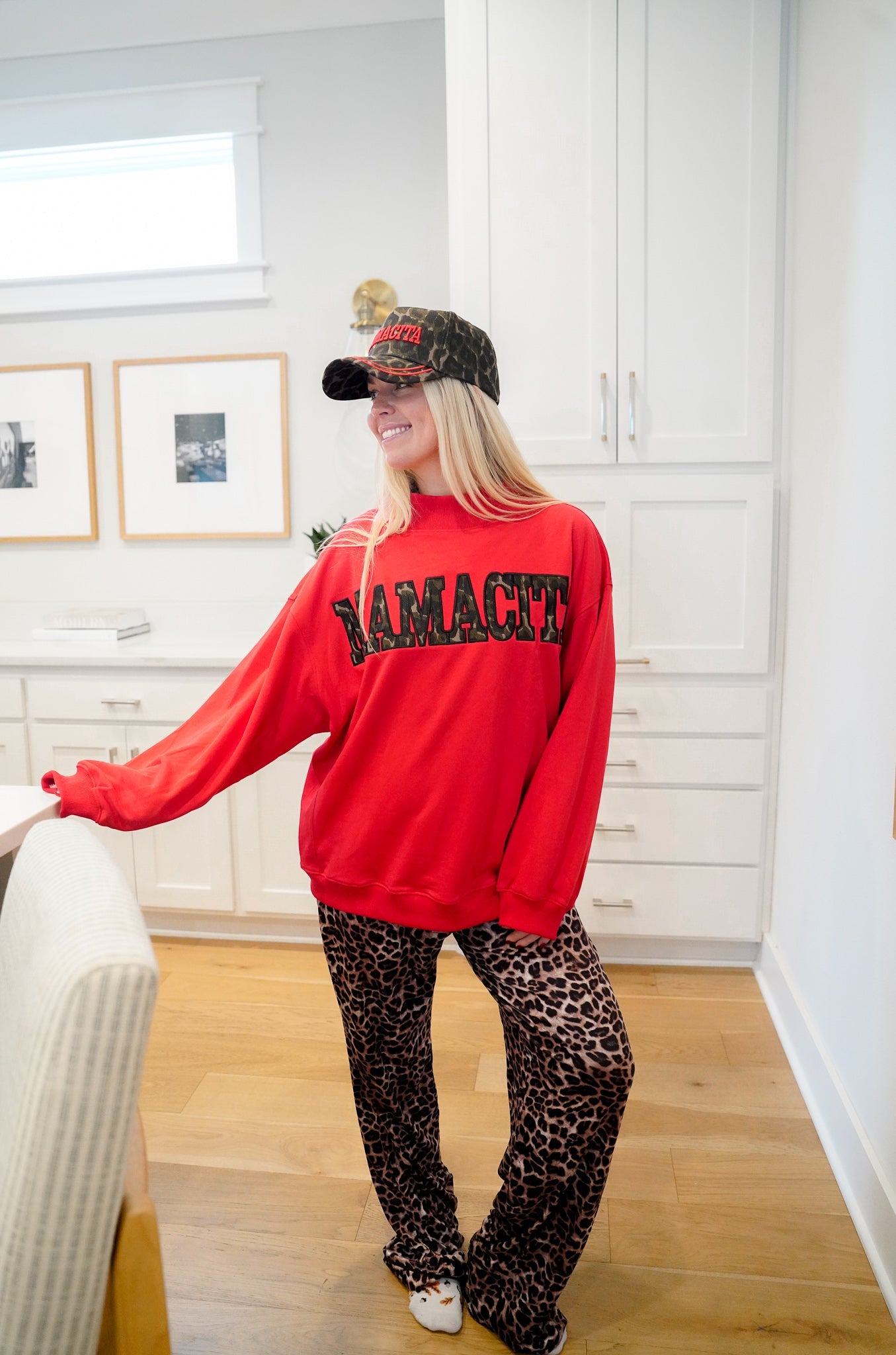 Mamacita - Red Vintage Mock-Neck Sweatshirt
