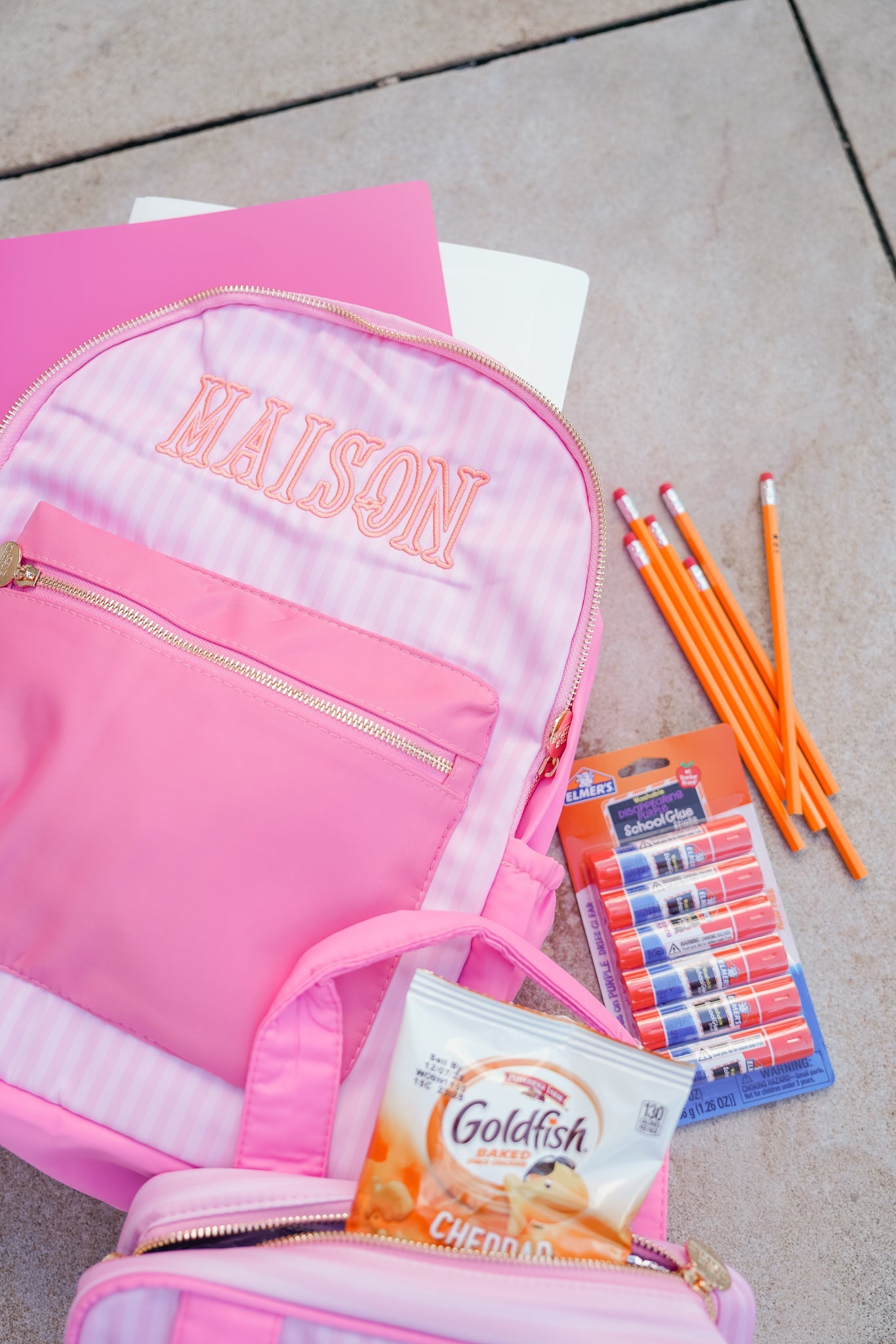Pink Stripe Backpack